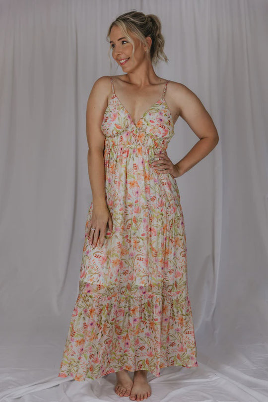 Womens El Jay Megan Tie Dress - Pebble Blush Garden