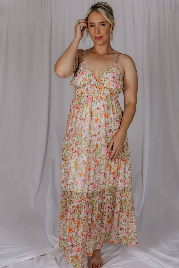 Womens El Jay Megan Tie Dress - Pebble Blush Garden