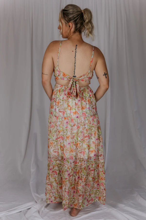 Womens El Jay Megan Tie Dress - Pebble Blush Garden