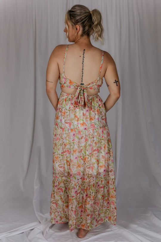 Womens El Jay Megan Tie Dress - Pebble Blush Garden