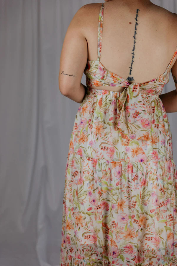 Womens El Jay Megan Tie Dress - Pebble Blush Garden