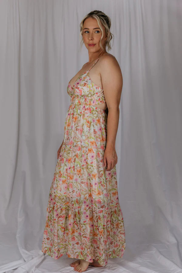 Womens El Jay Megan Tie Dress - Pebble Blush Garden