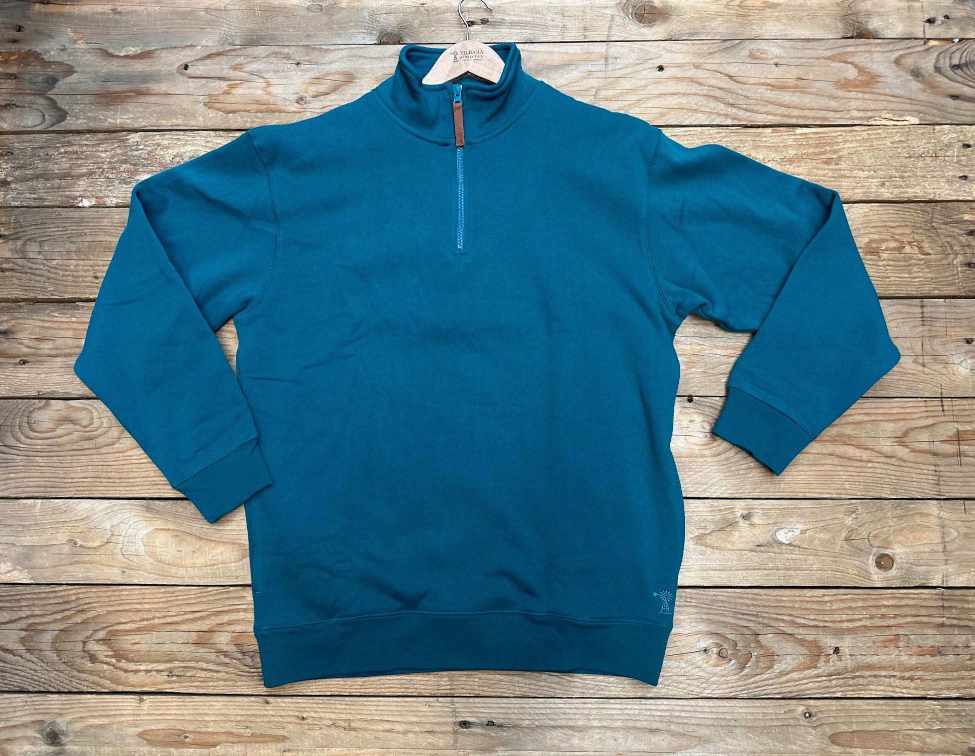 Mens Pilbara Classic Zipper Pullover - Teal (7500592021581)