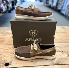 Mens Ariat Hilo Shore Stretch Lace Slip on Shoe - Distressed Brown