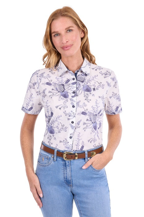 Womens Thomas Cook Mia Short Sleeve Shirt - Navy/White