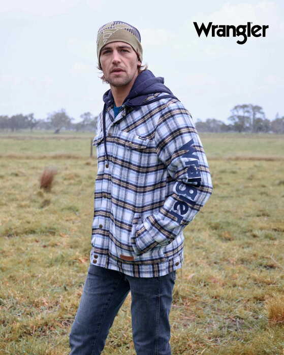 Mens Wrangler Mitchell Shirt Flanno Jacket - Blue / White