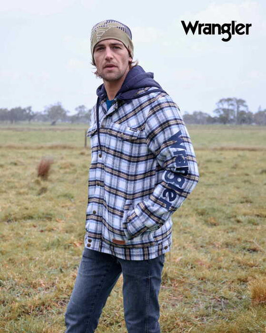 Mens Wrangler Mitchell Shirt Flanno Jacket - Blue / White