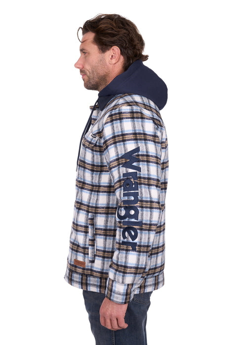 Mens Wrangler Mitchell Shirt Flanno Jacket - Blue / White