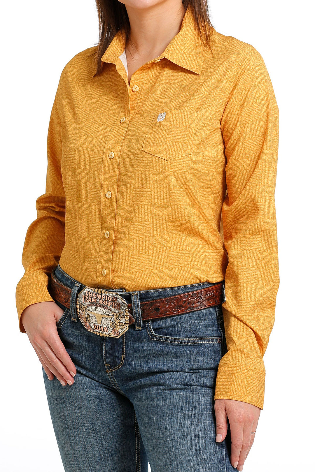 Womens Cinch Arenaflex Button Down Shirt - Gold (6894283784269)