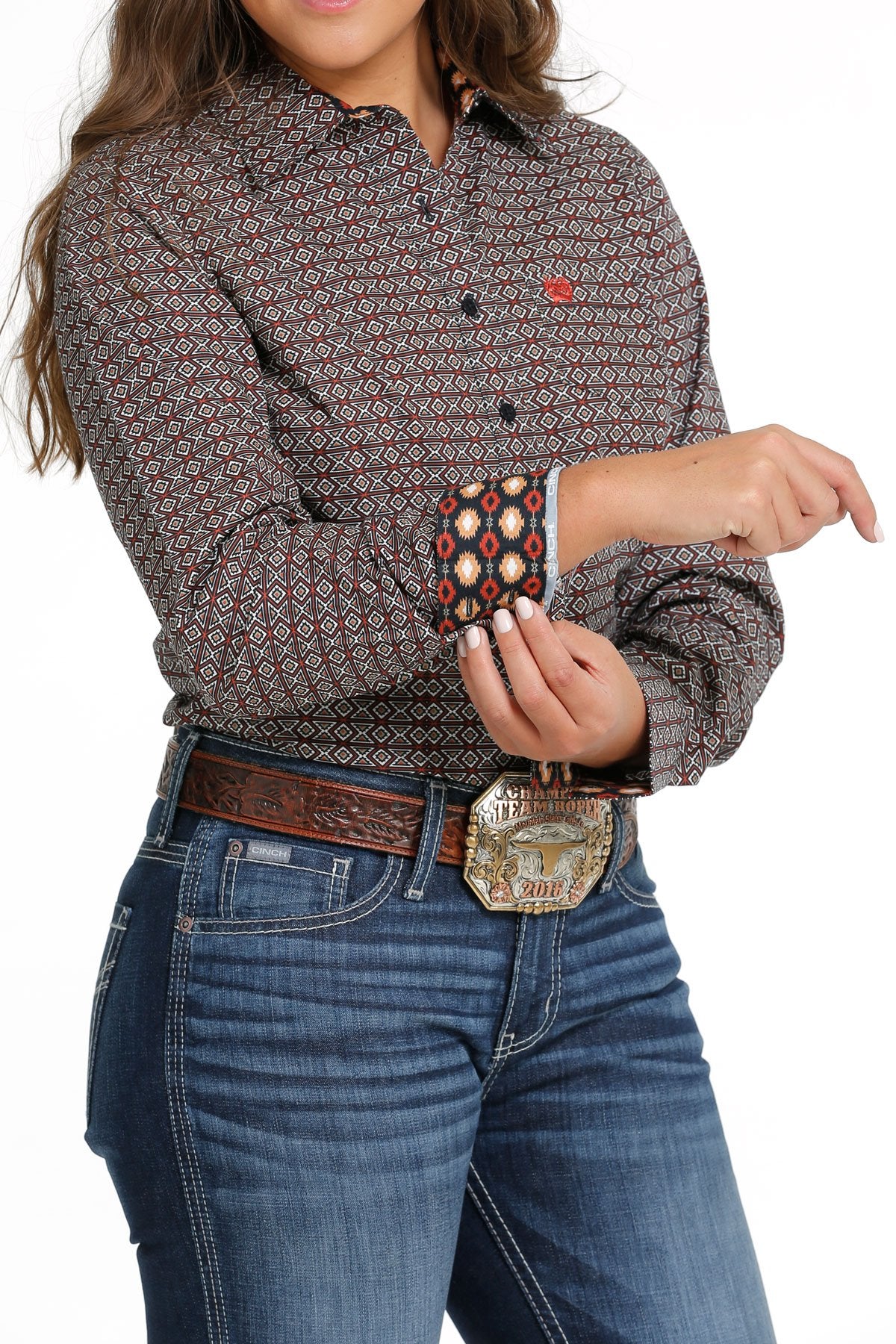 Womens Cinch Aztec Button Down Arena Shirt - Multi (7012105683021)