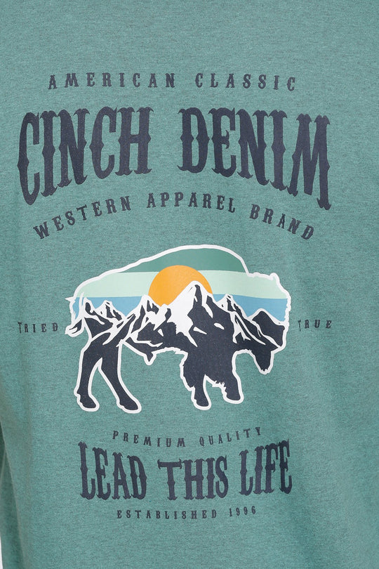 Mens Cinch Lead This Life Bison Tee Tshirt - Emerald (6852747657293)