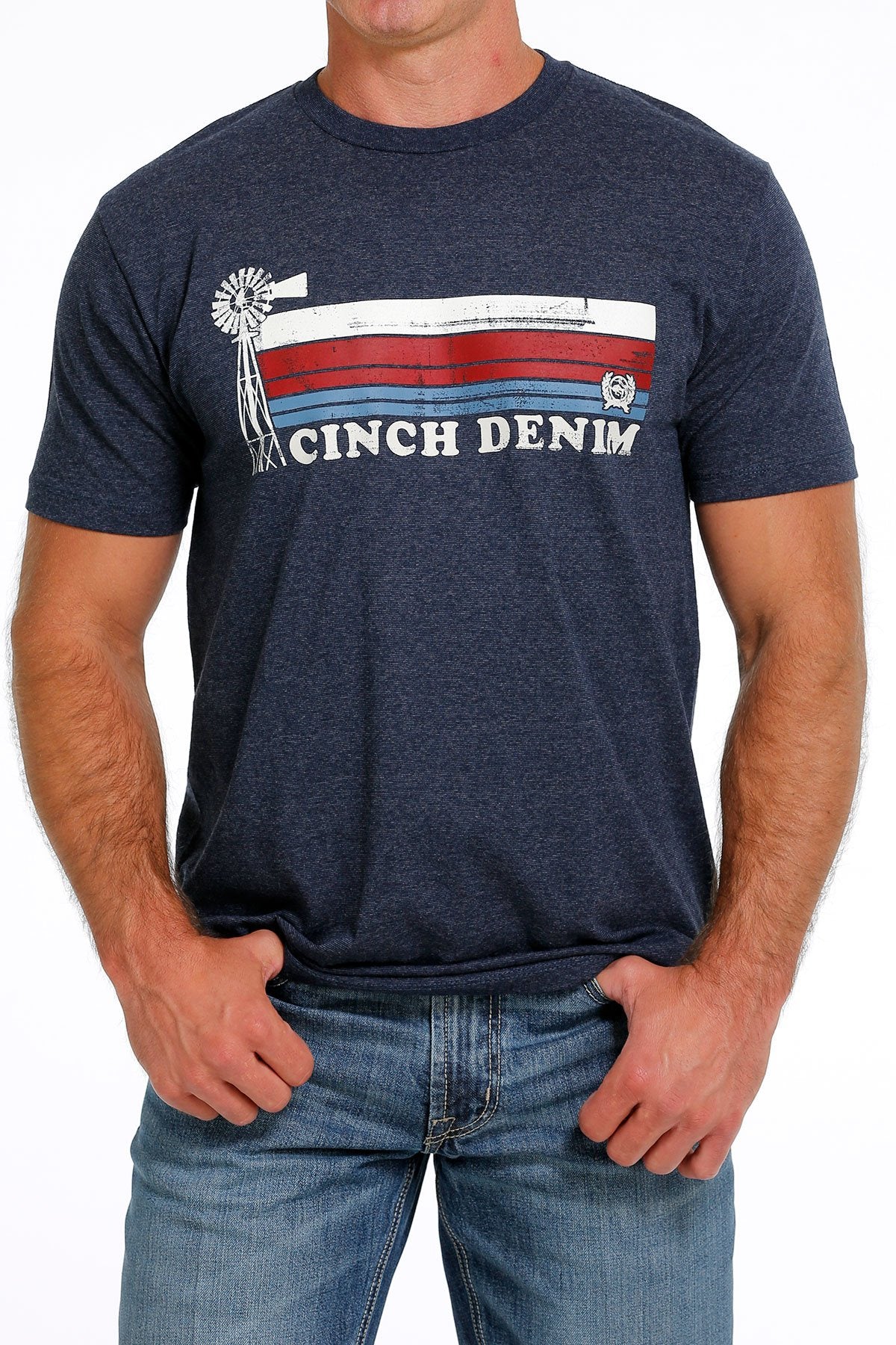 Mens Cinch Denim Windmill Tee - Navy (7229064216653)