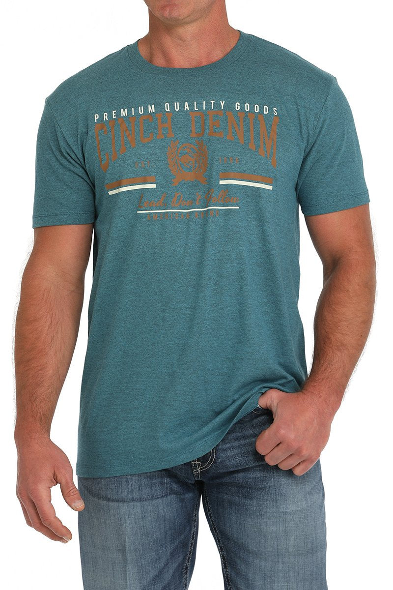 Mens Cinch Denim Tee Tshirt - Teal (7497127788621)
