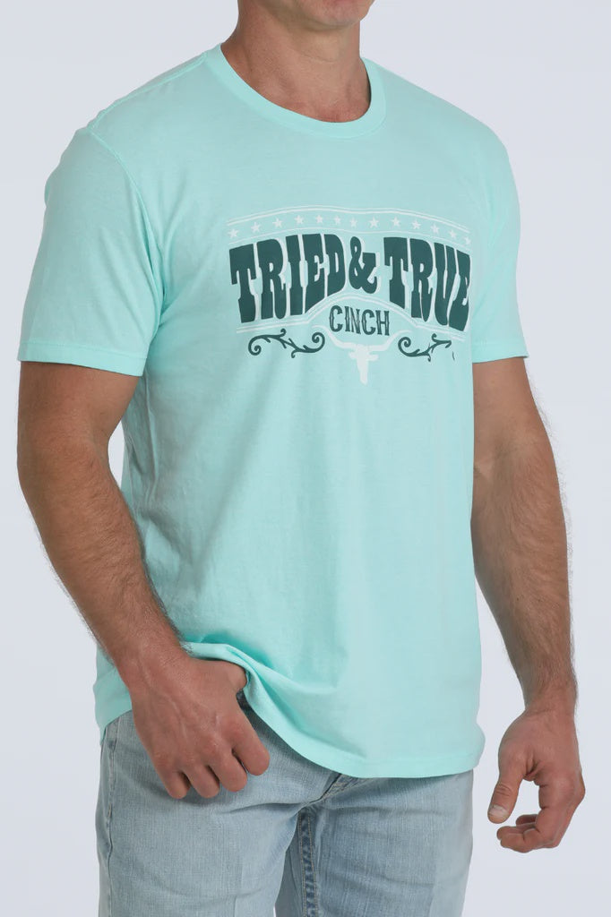 Mens Cinch Tried and True Graphic Tee Tshirt - Turquoise