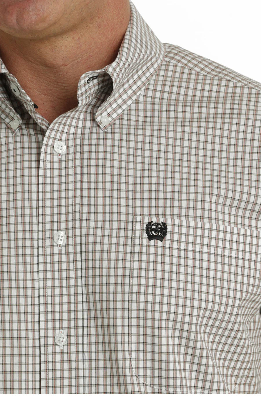 Mens Cinch Plaid Button Down Shirt - White (7225634783309)