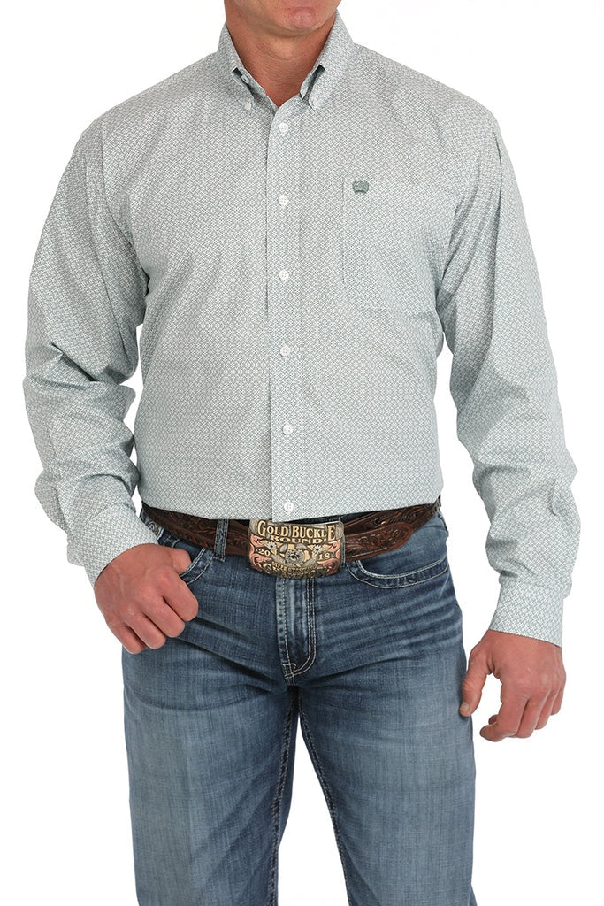Mens Cinch Patterned Button Down Shirt - Sea Green (7581915873357)