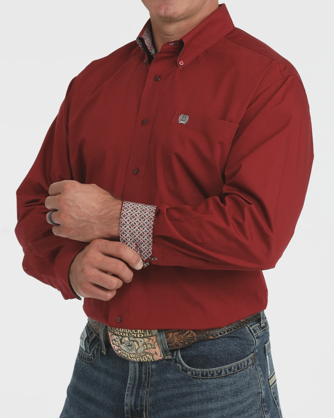 Mens Cinch CLassic Fit Button Down Western Shirt - Burgundy