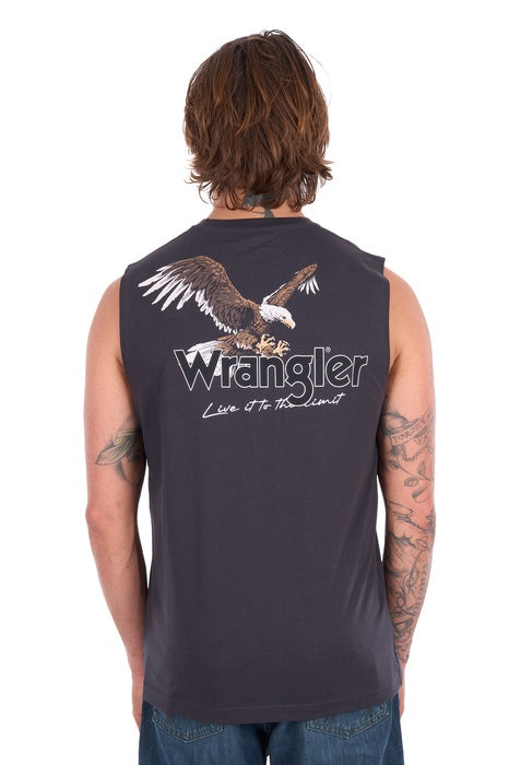 Mens Wrangler Paul Muscle Tank Singlet - Charcoal