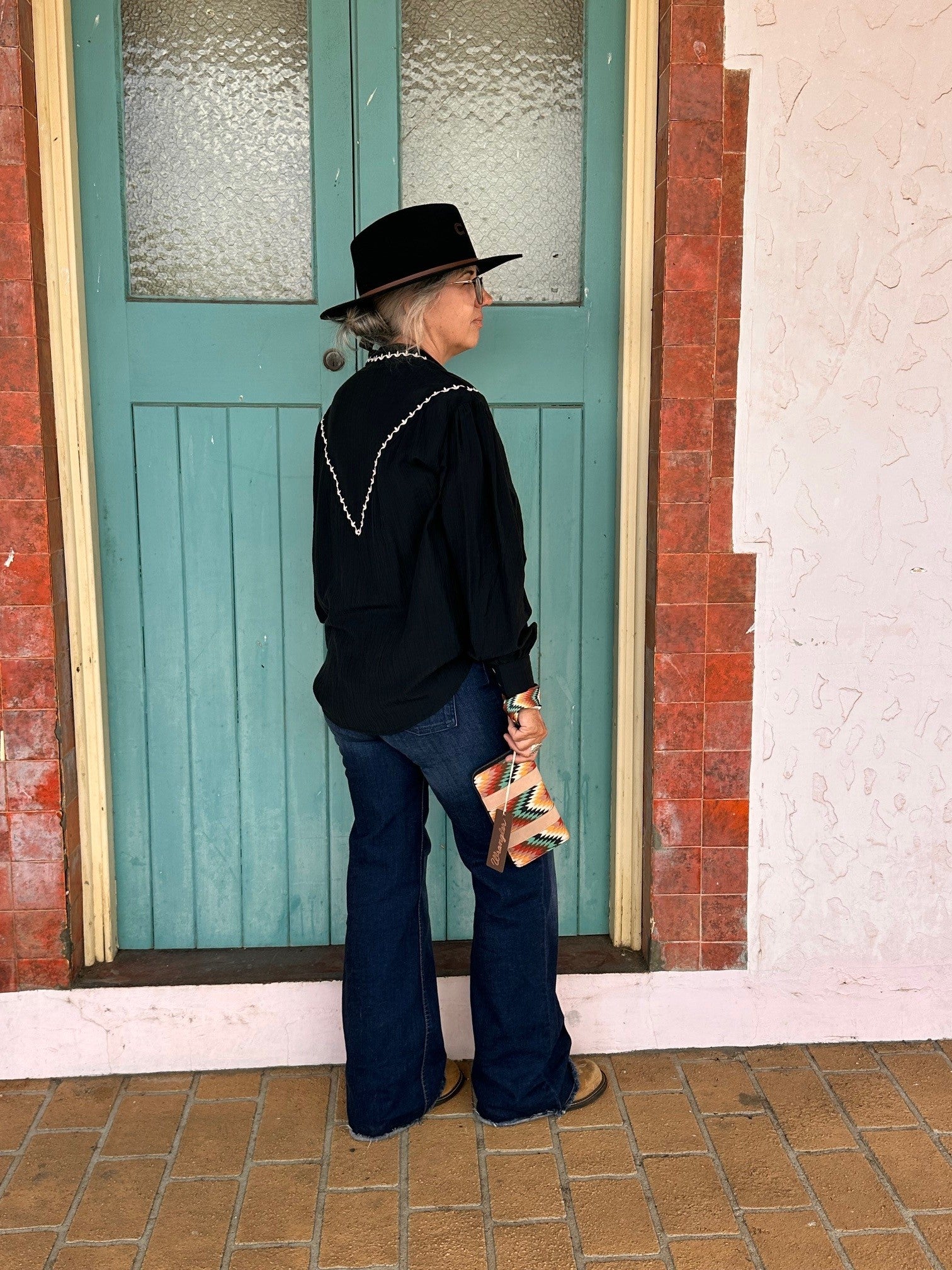 Womens Arizona Embroidered Blouse - Black