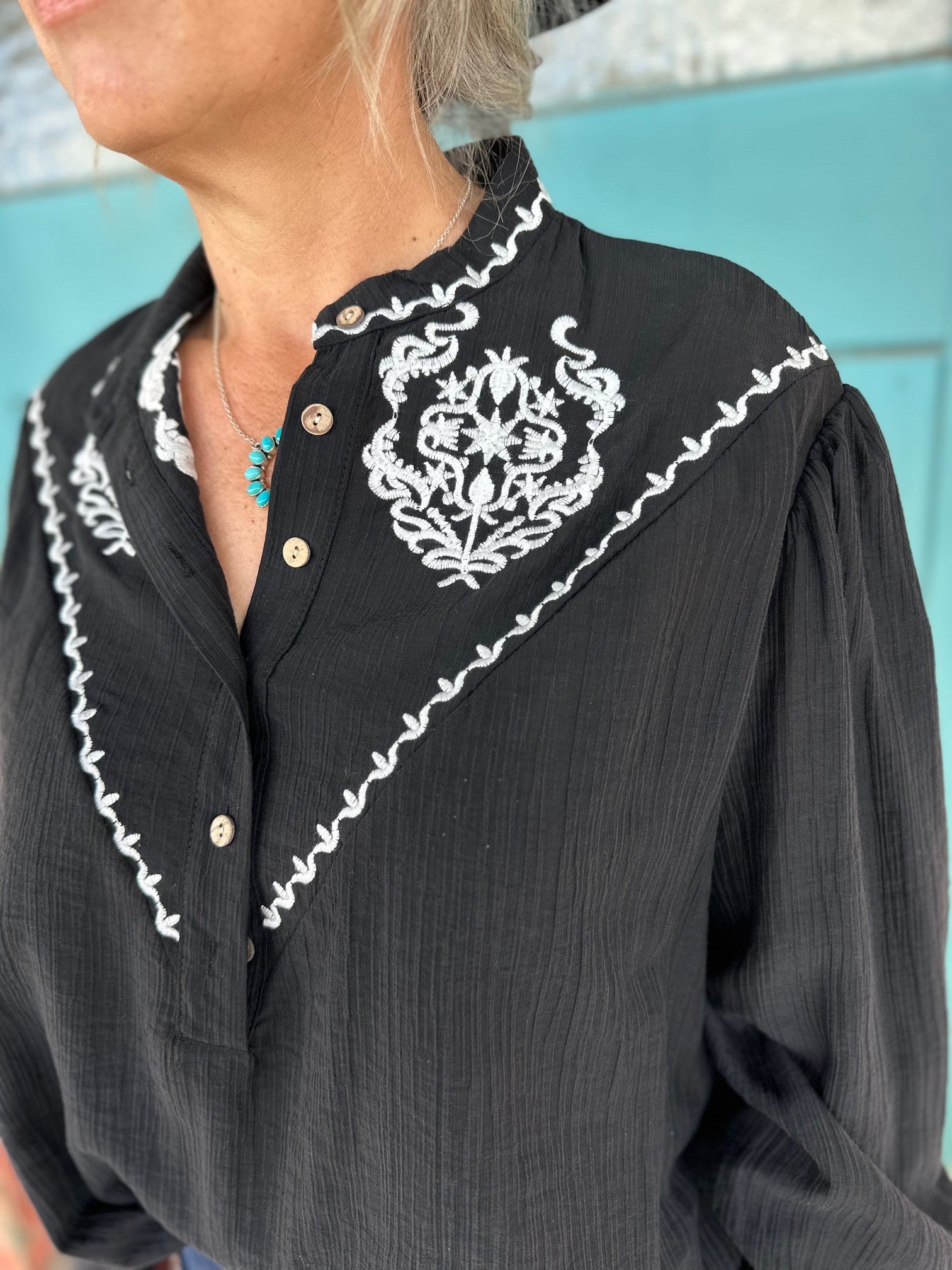 Womens Arizona Embroidered Blouse - Black