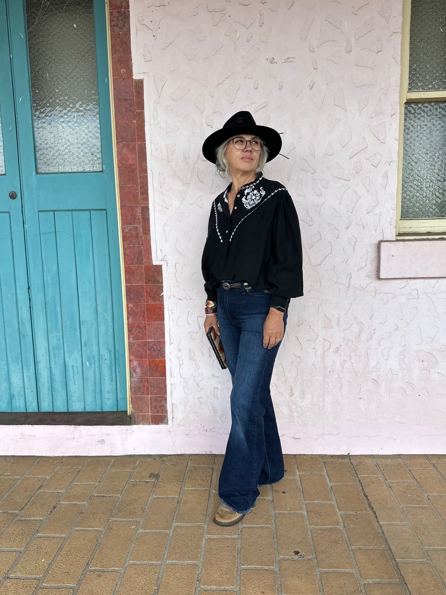 Womens Arizona Embroidered Blouse - Black