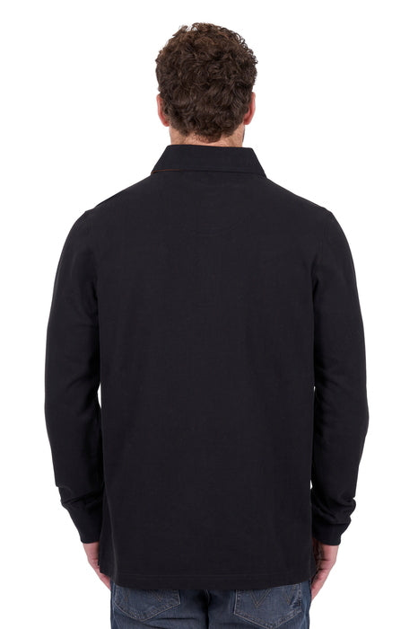 Mens Wrangler Nash Rugby Shirt Jumper - Black