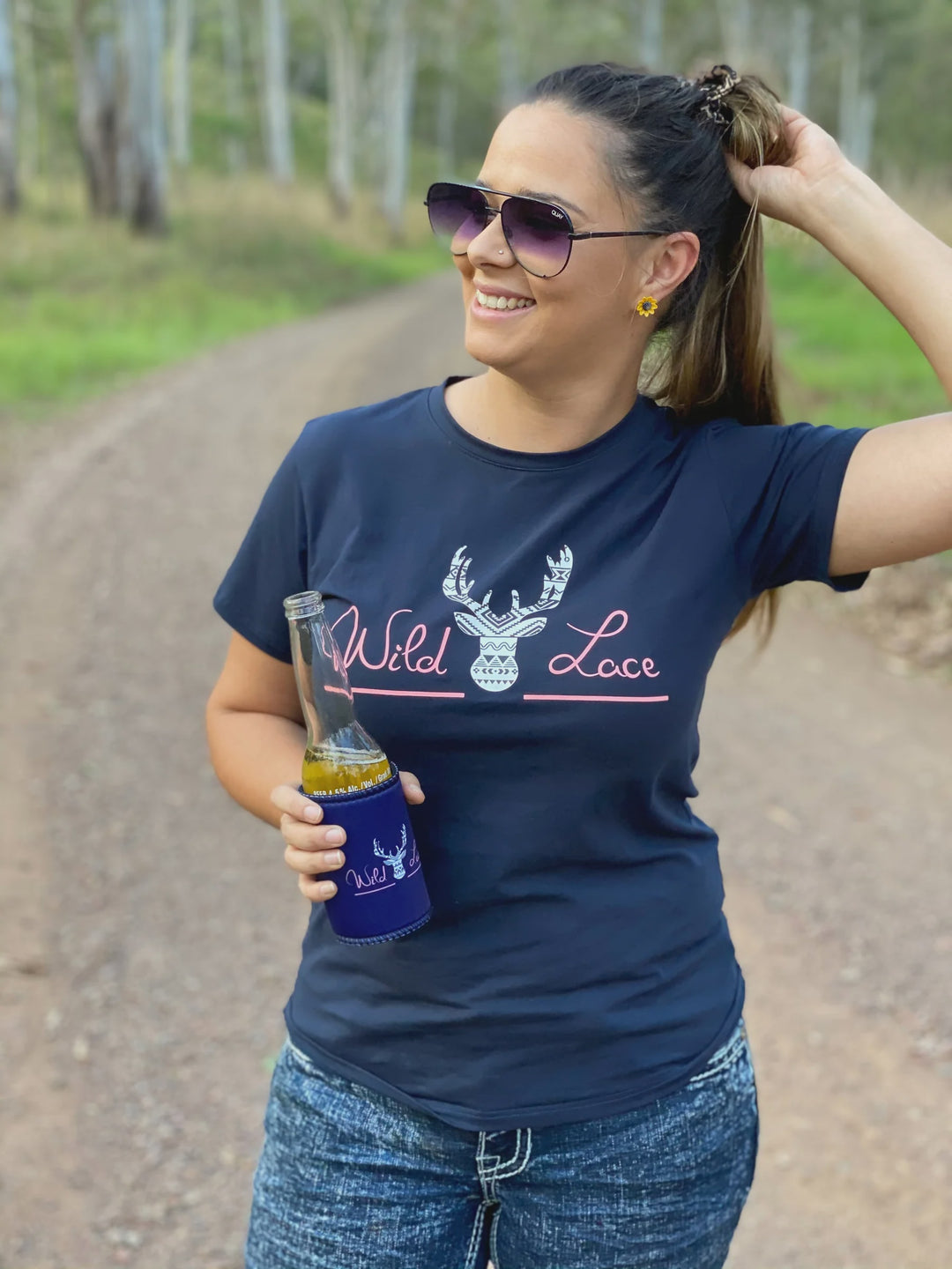Womens Wild Lace Wear Navy Tee