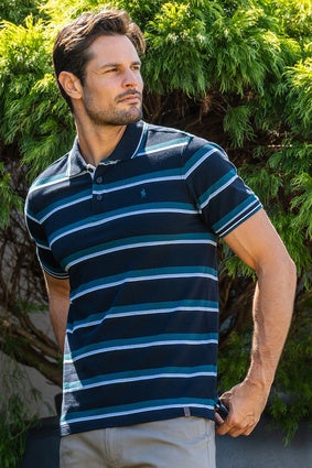 Mens Thomas Cook Nolan Tailored Polo Shirt - Navy / Ocean (7351243735117)