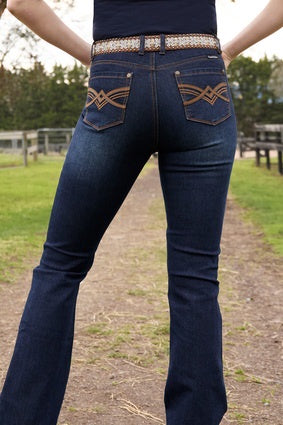 Womens Pure Western Nova High Rise Boot Cut Jean - Dark Ink - 34 Leg