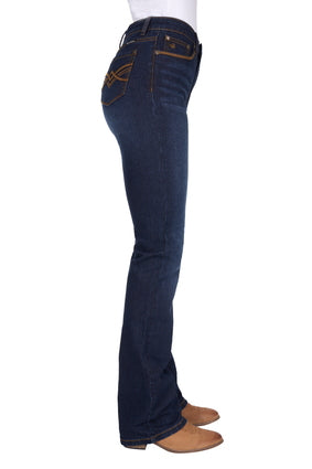 Womens Pure Western Nova High Rise Boot Cut Jean - Dark Ink - 34 Leg