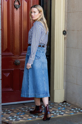 Womens Thomas Cook Nova Denim A Line Skirt - Light Wash