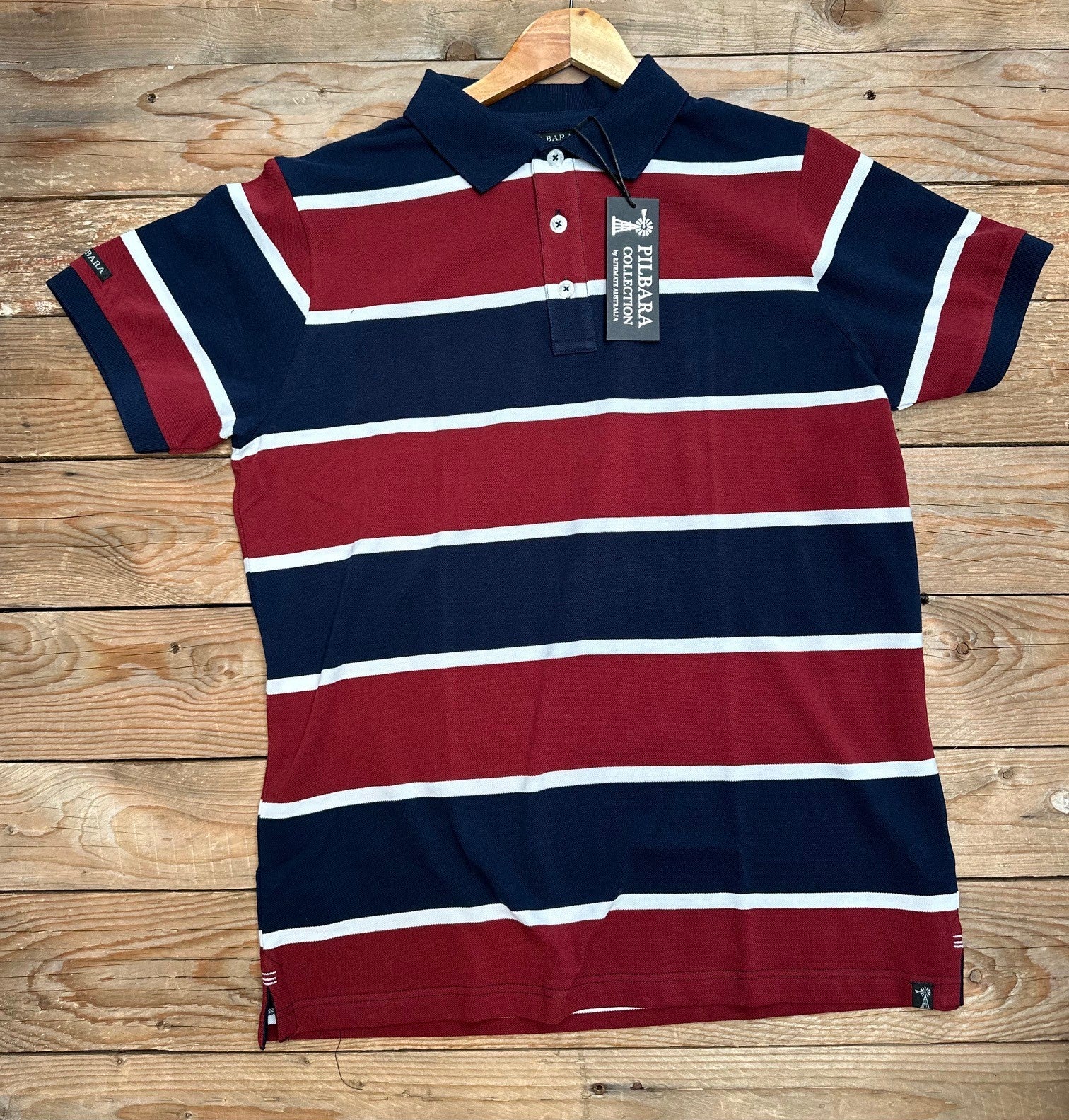 Mens Pilbara Stripe Polo Shirt - Choose Colour (7335304822861)