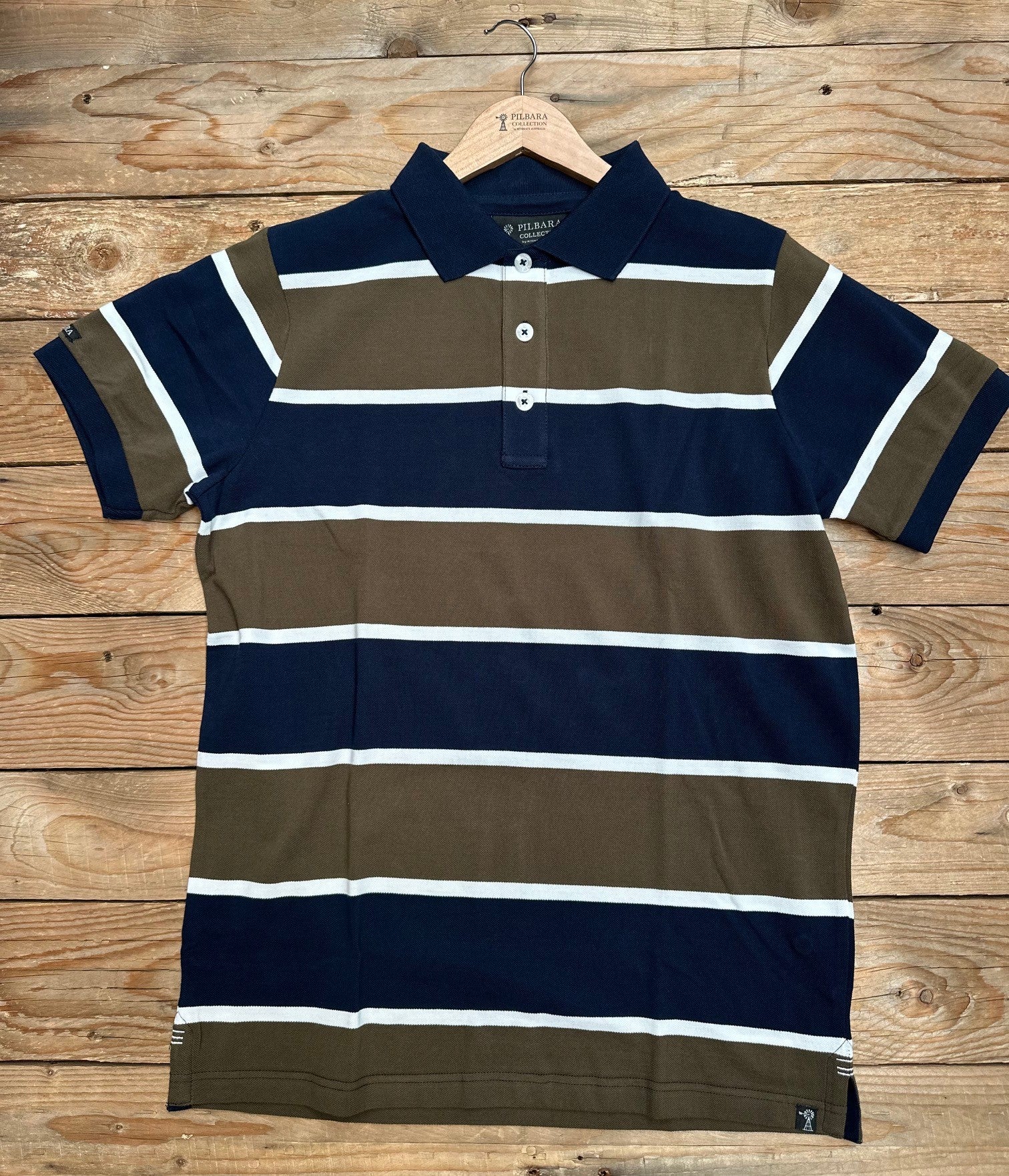 Mens Pilbara Stripe Polo Shirt - Choose Colour (7335304822861)