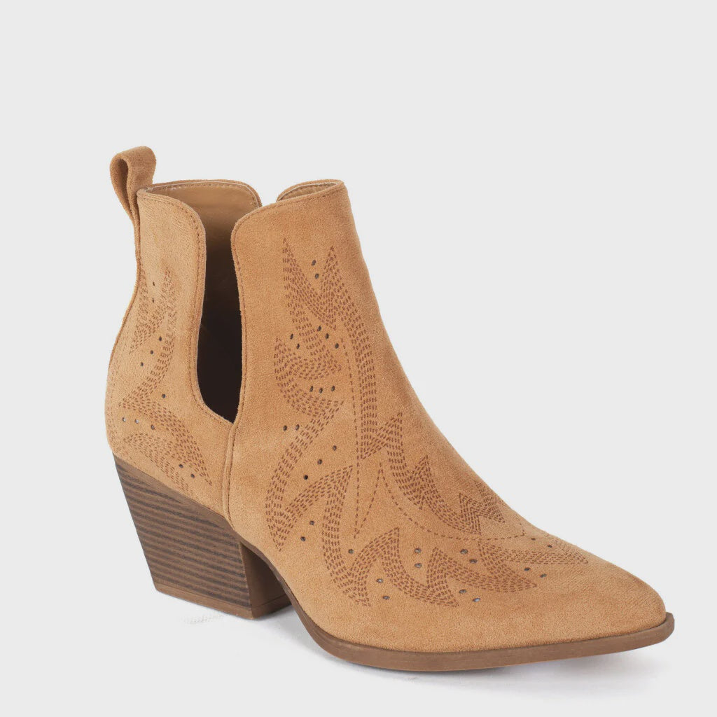 Womens Roper Olivia Short Ankle Open Sided Boot - Tan