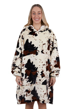 Womens Pure Western Cow Print Snuggle Hoodie (7033678757965)