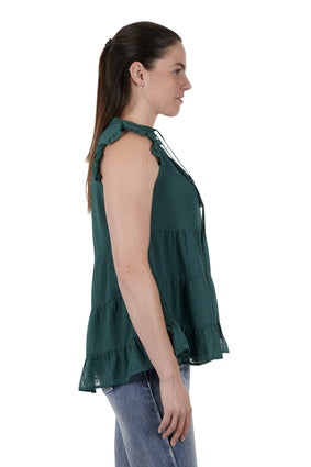 Womens Pure Western Athena Blouse - Green (6895102165069)