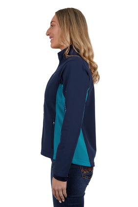 Womens Pure Western Tracy Softshell Jacket - Navy / Aqua (7033677054029)