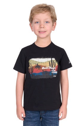 Boys Pure Western Terry SS Tee Tshirt - Black (7547314077773)