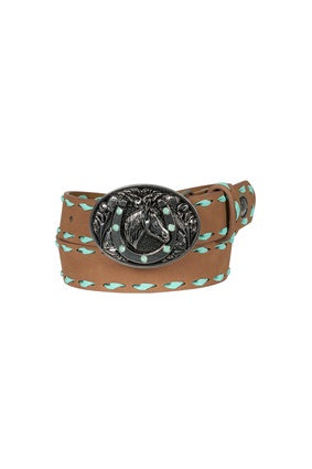 Kids Pure Western Zana Belt - Tan with Solid Buckle (7547363721293)