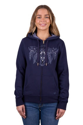 Womens Pure Western Edna Zip Up Hoodie - Navy (7453215096909)
