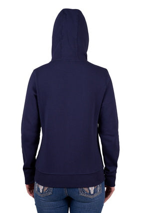 Womens Pure Western Edna Zip Up Hoodie - Navy (7453215096909)