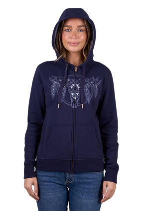 Womens Pure Western Edna Zip Up Hoodie - Navy (7453215096909)