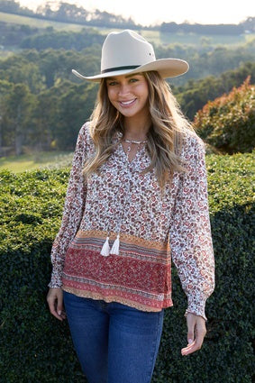 Womens Pure Western Hudson LS Blouse - Multi (7453224140877)