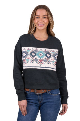 Womens Pure Western Clara Crew Sweater - Charcoal Marle (7453215064141)
