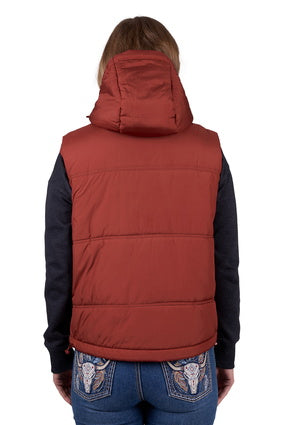 Womens Pure Western Holly Puffer Vest - Rust (7472652681293)