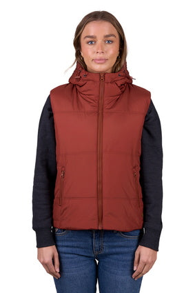 Womens Pure Western Holly Puffer Vest - Rust (7472652681293)