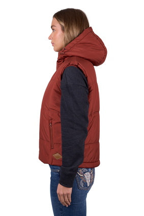Womens Pure Western Holly Puffer Vest - Rust (7472652681293)