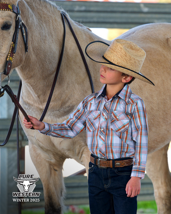 Boys Pure Western Axel LS Shirt - Tan (7505925701709)