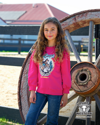 Girls Kids Pure Western Rachel Crew Jumper Sweater - Pink (7505930256461)