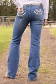 Womens Pure Western Pat Relaxed Rider Bootcut Jean - Retro Blue - 36 Leg